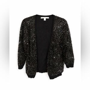LC Lauren Conrad Black Sequin Snap Front Cardigan XL